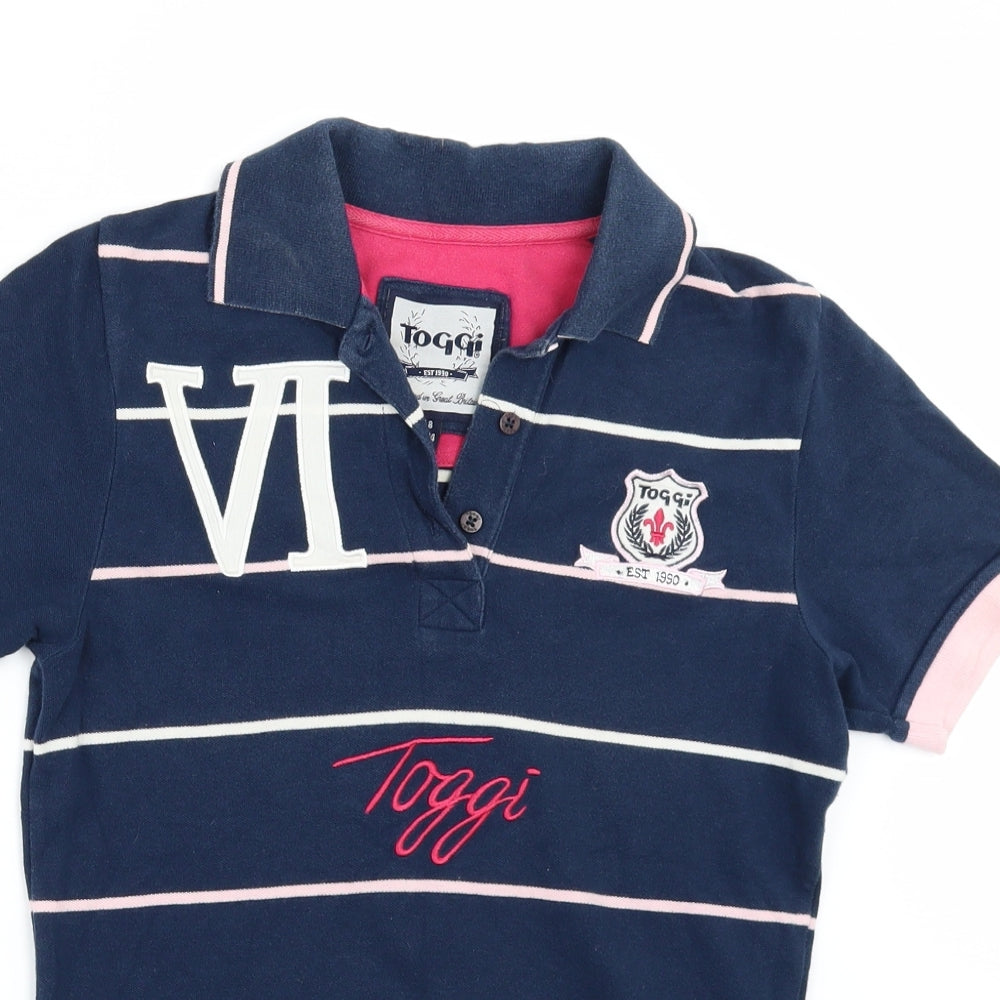 Toggi Womens Blue Striped  Basic Polo Size 8