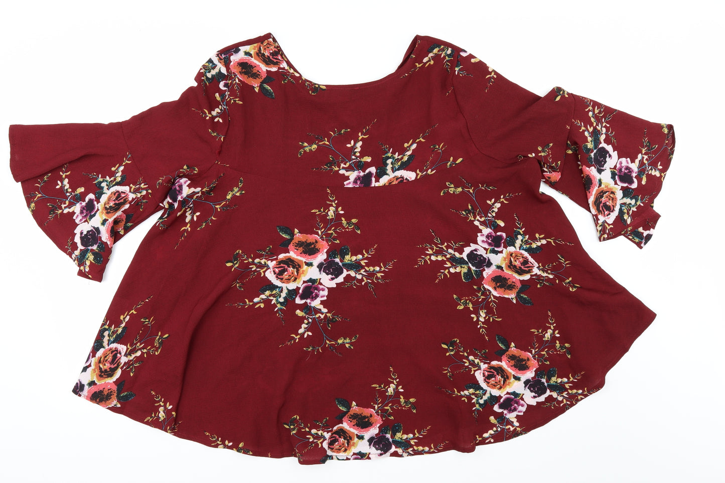 AX Paris Womens Red Floral  Tunic Blouse Size 14