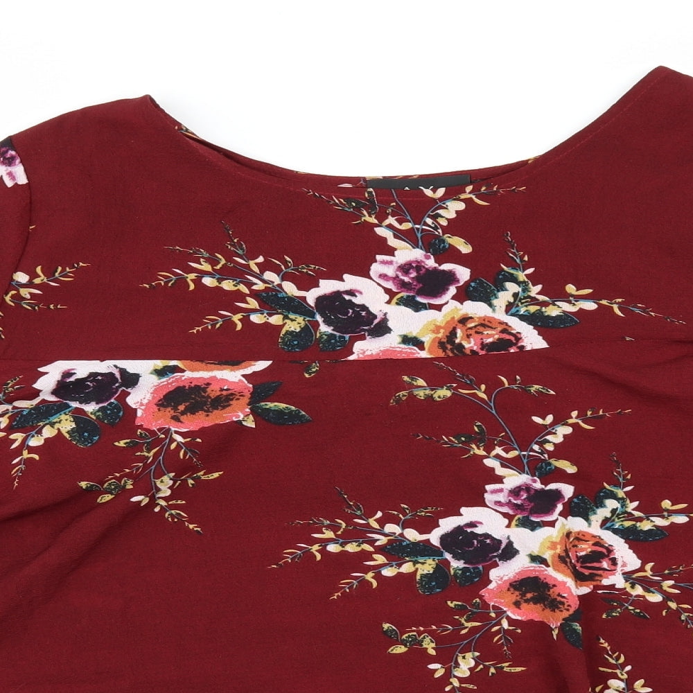 AX Paris Womens Red Floral  Tunic Blouse Size 14