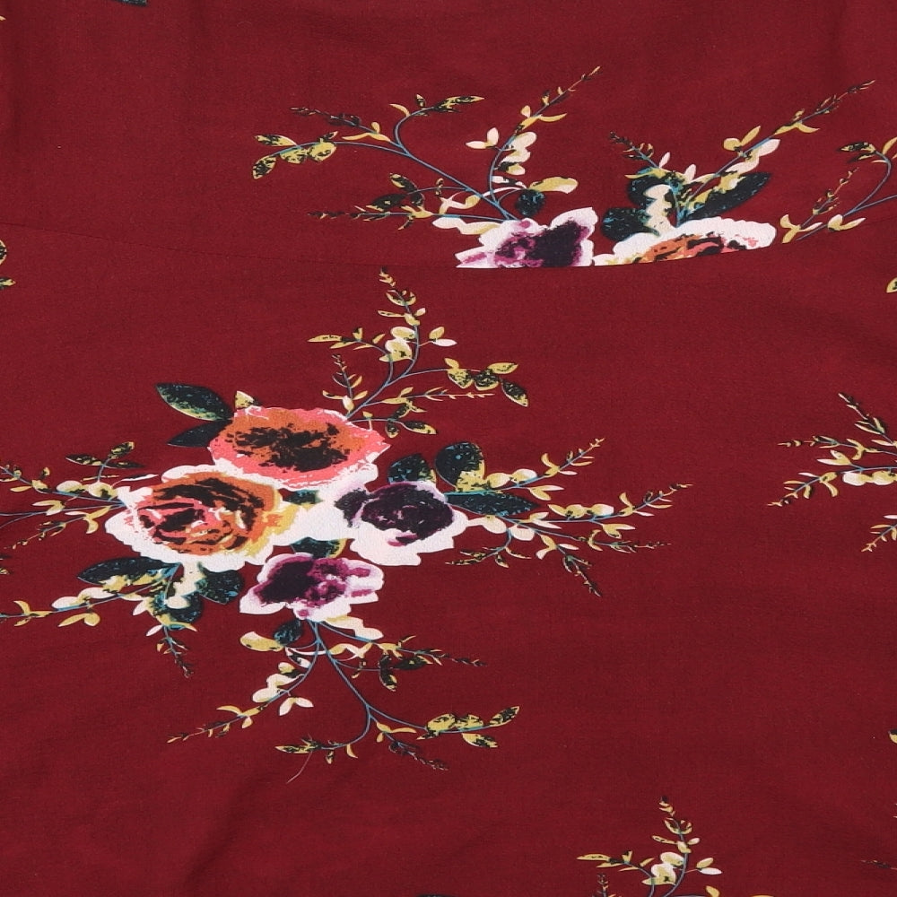 AX Paris Womens Red Floral  Tunic Blouse Size 14