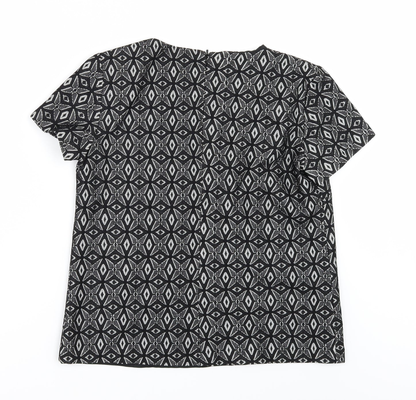 French Connection Womens Black Geometric  Tunic Blouse Size 12