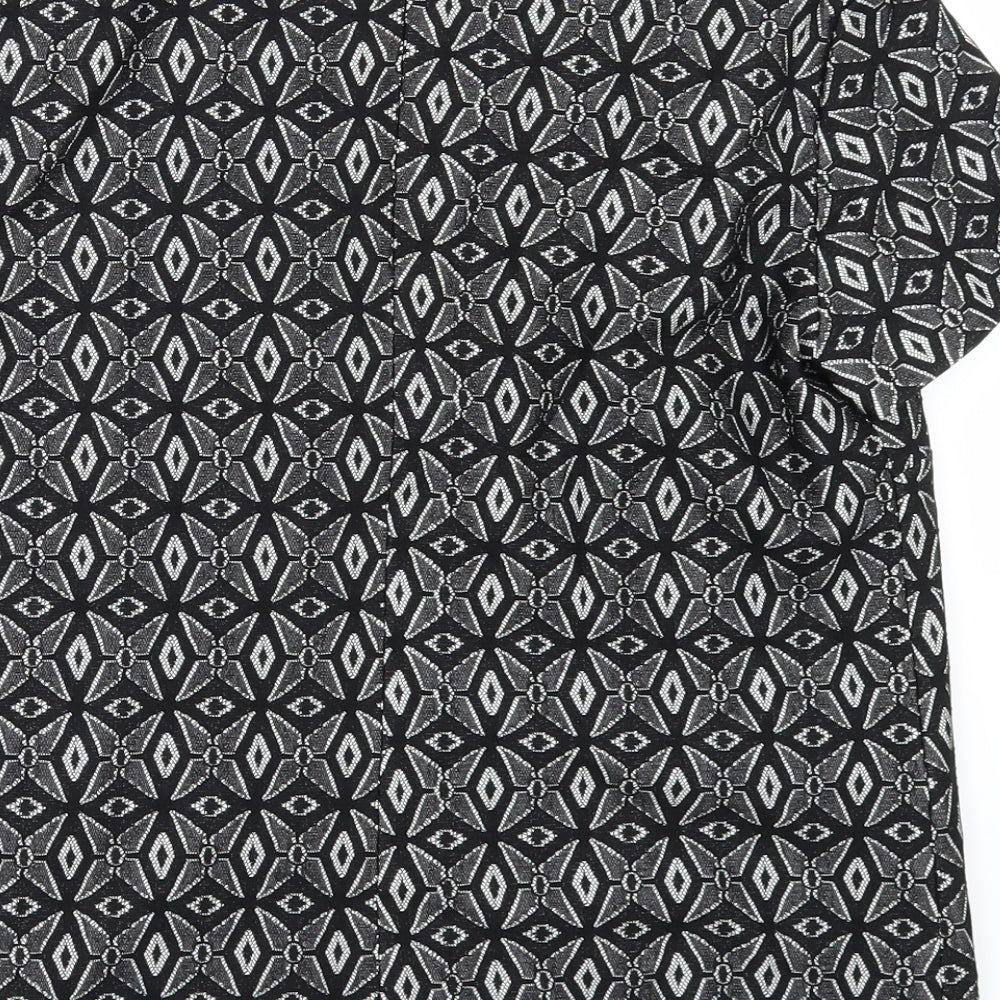 French Connection Womens Black Geometric  Tunic Blouse Size 12