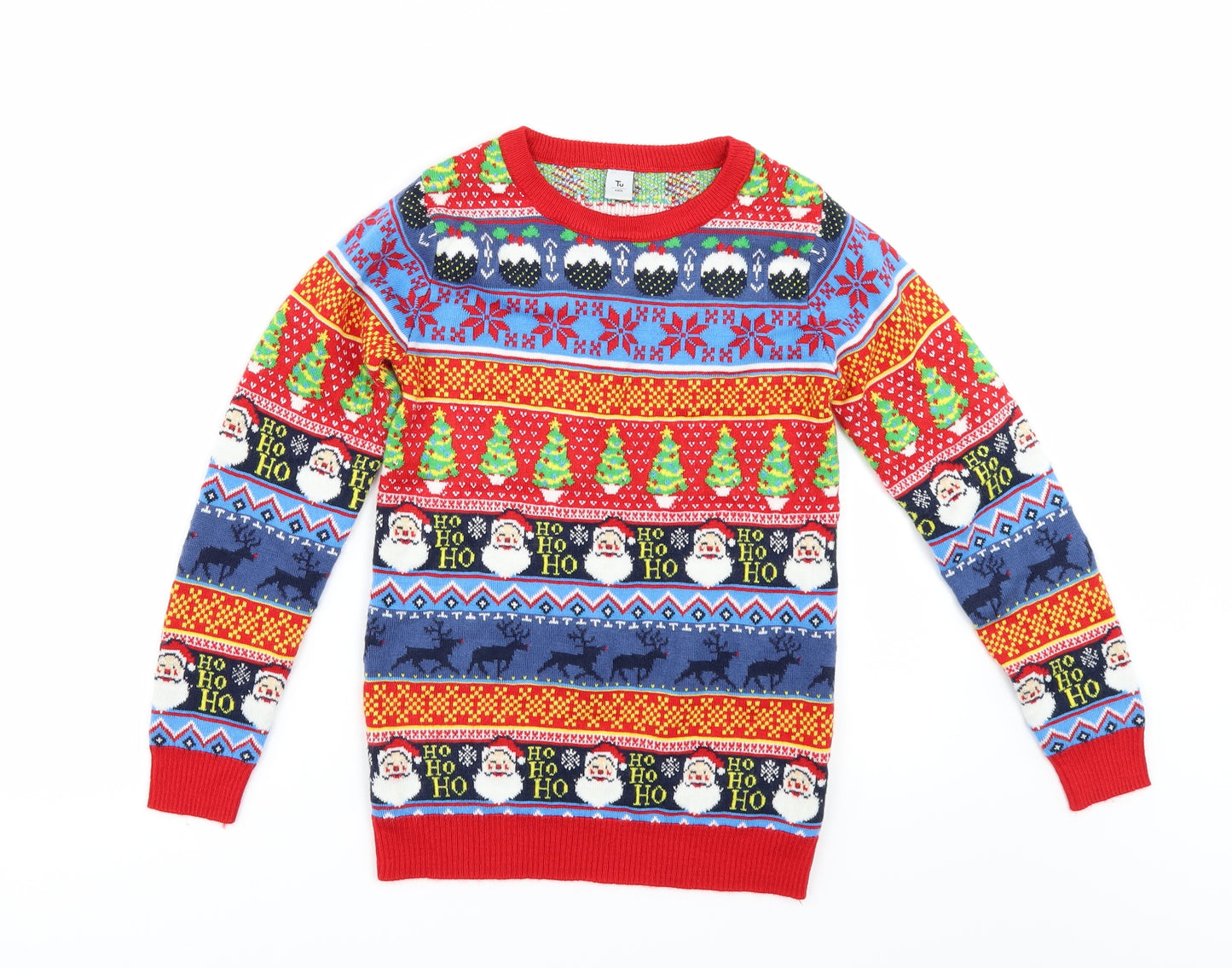 TU Boys Red Geometric  Pullover Jumper Size 10 Years  - CHRISMTAS