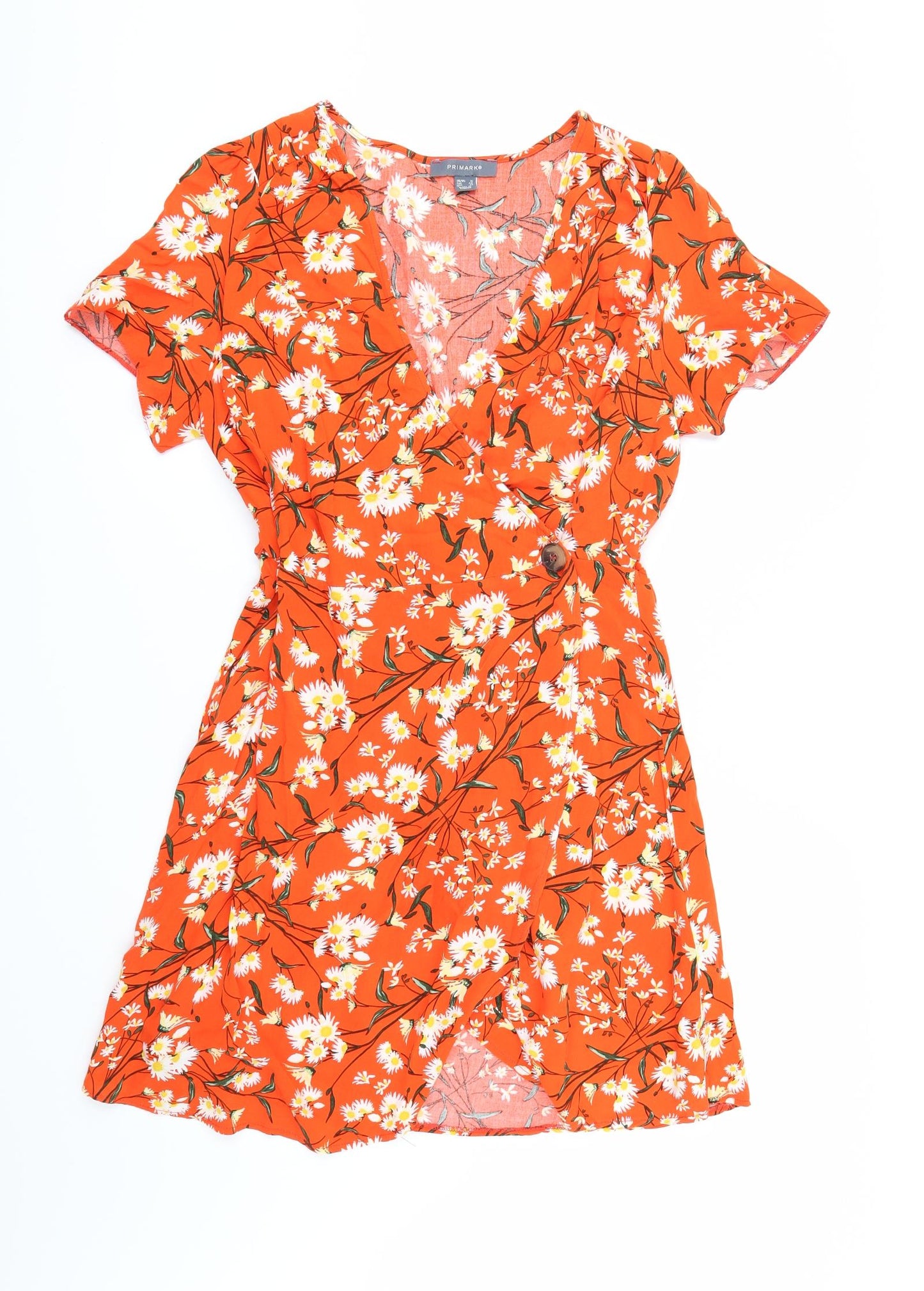 Primark Womens Orange Floral  Wrap Dress  Size 16