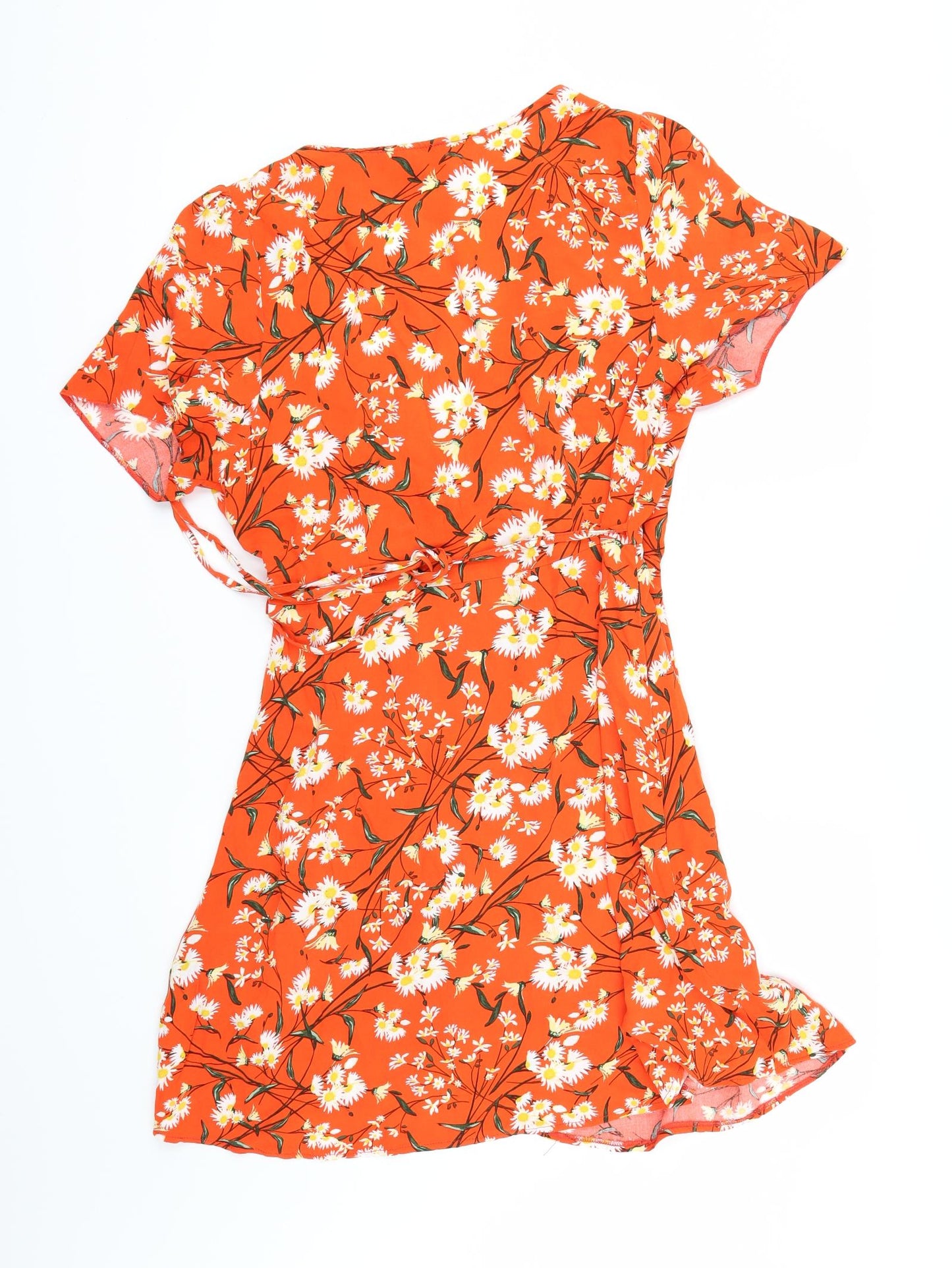 Primark Womens Orange Floral  Wrap Dress  Size 16