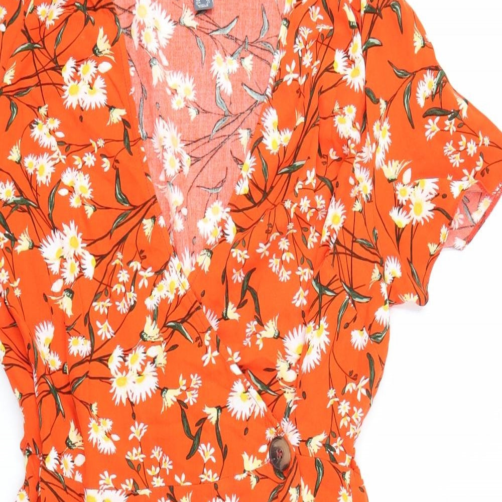 Primark Womens Orange Floral  Wrap Dress  Size 16