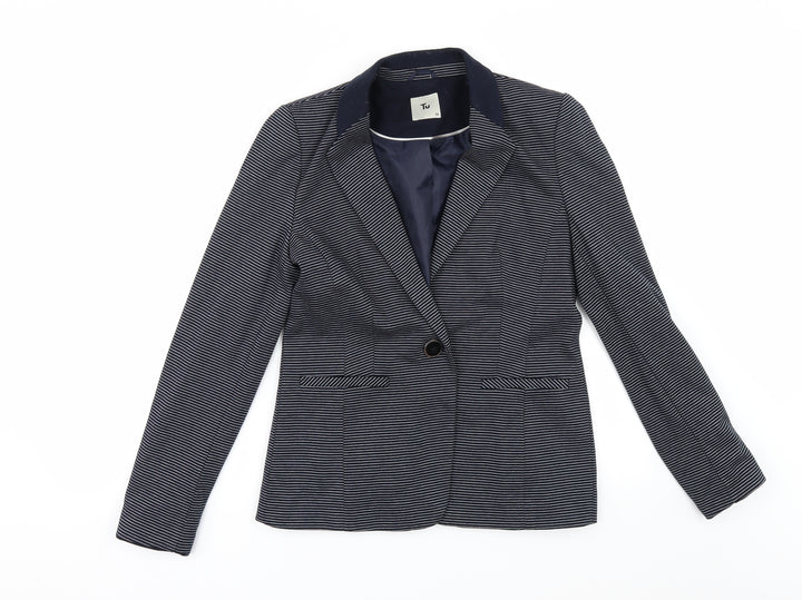 TU Womens Blue Striped Jacket Size 10