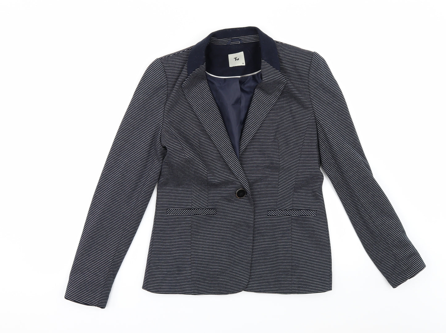TU Womens Blue Striped  Jacket  Size 10