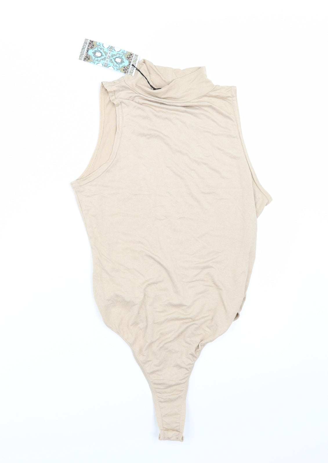 Boohoo Womens Beige   Bodysuit One-Piece Size 8