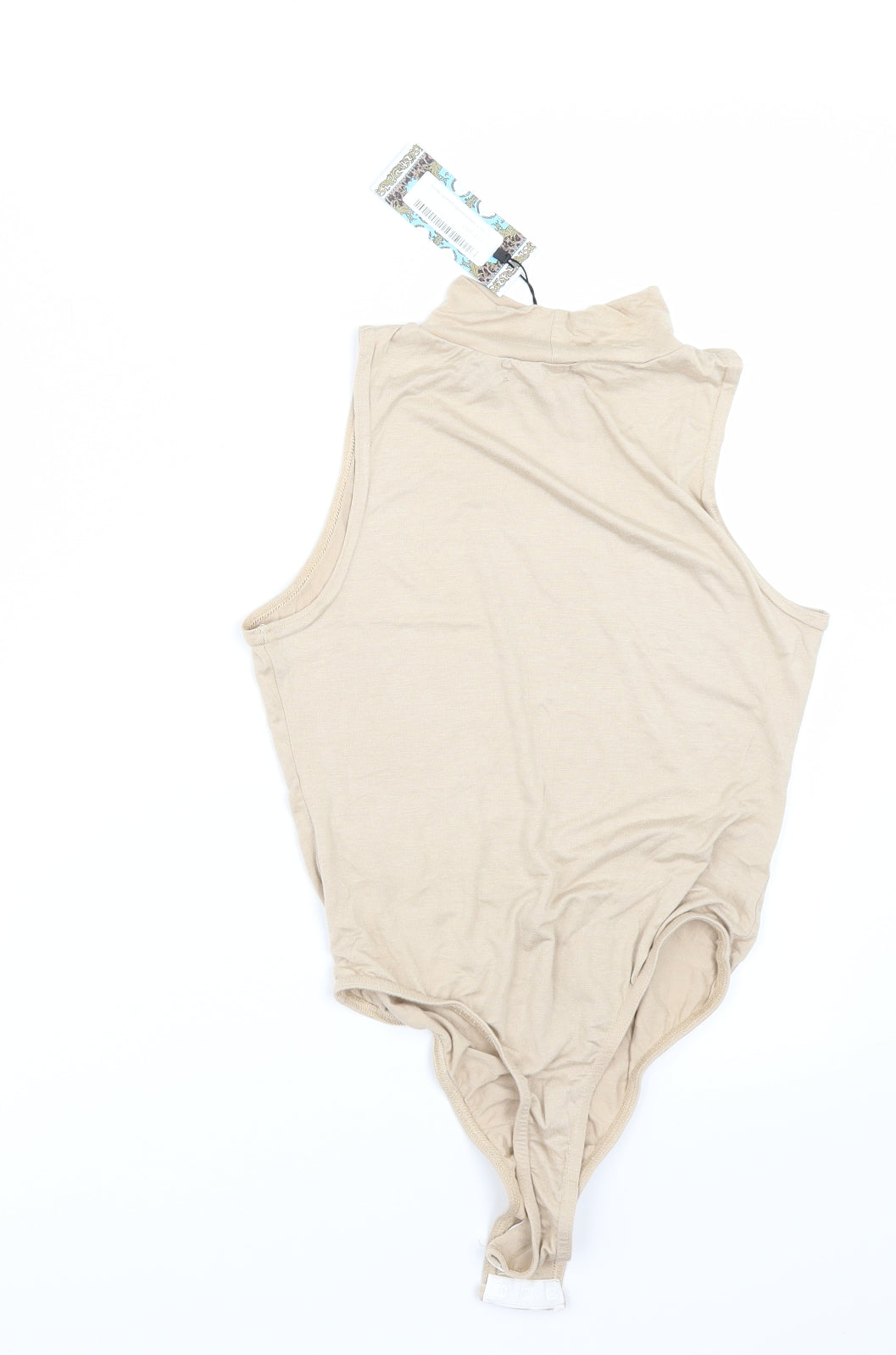 Boohoo Womens Beige   Bodysuit One-Piece Size 8