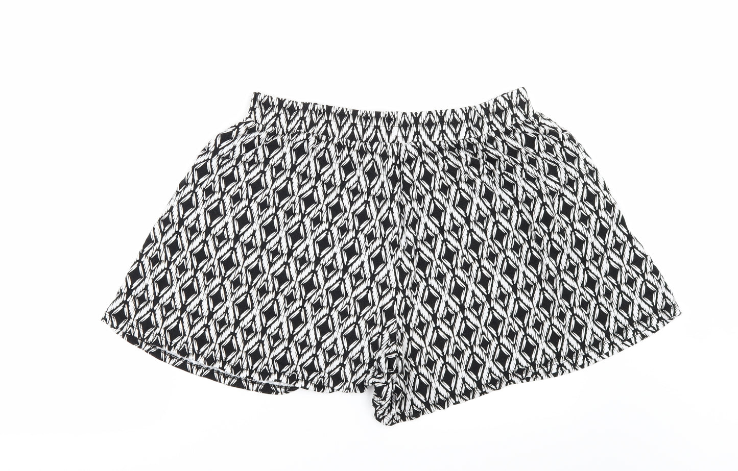 F&F Womens White Geometric  Paperbag Shorts Size 12