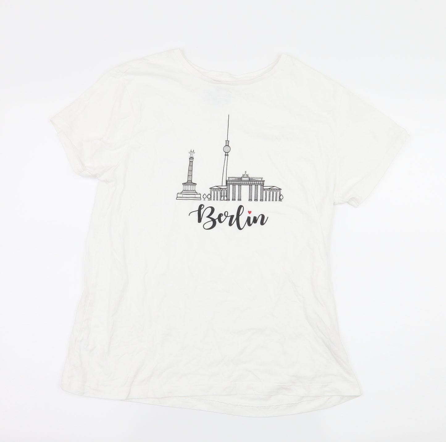 Priamrk Womens White  Jersey Basic T-Shirt Size 12  - Berlin