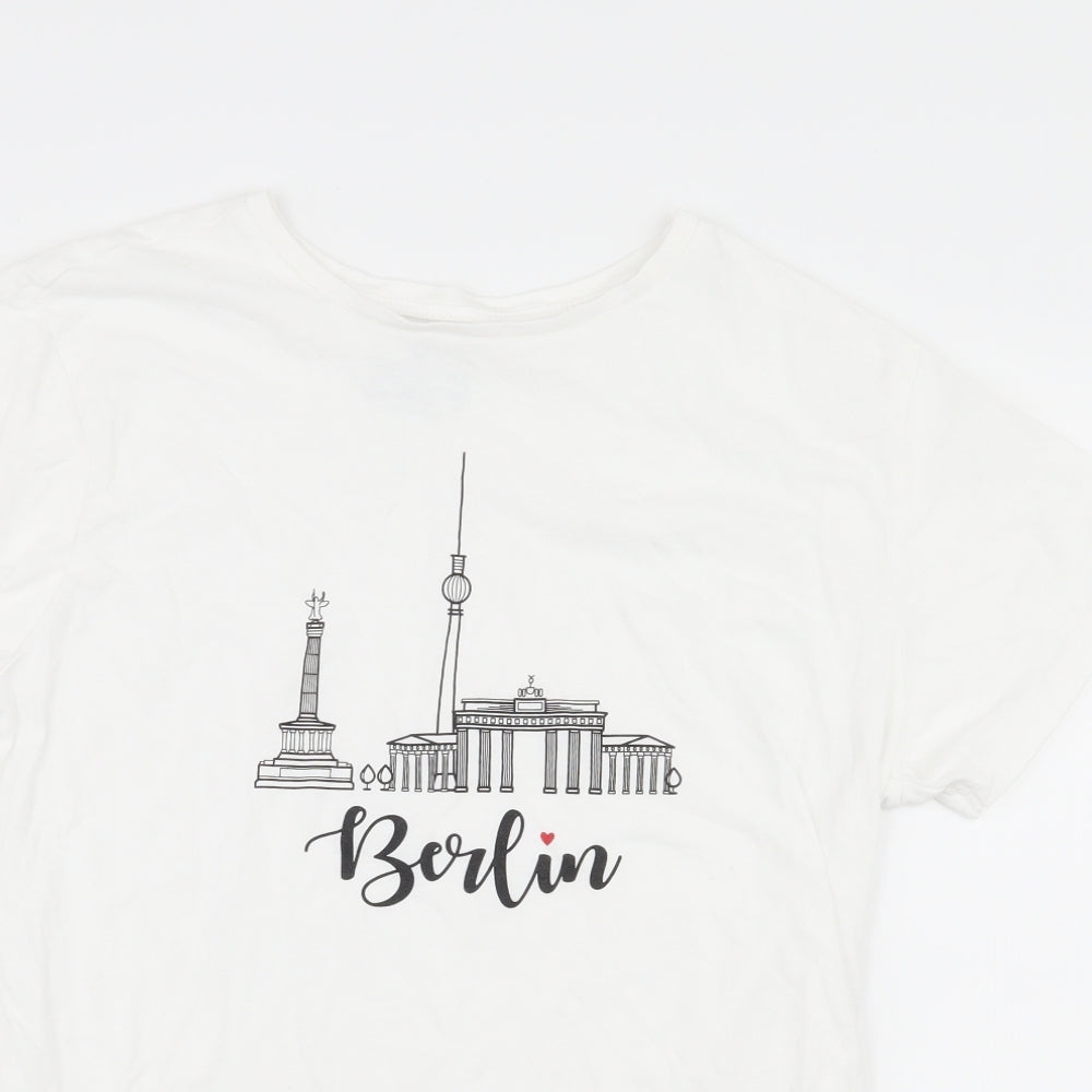Priamrk Womens White  Jersey Basic T-Shirt Size 12  - Berlin