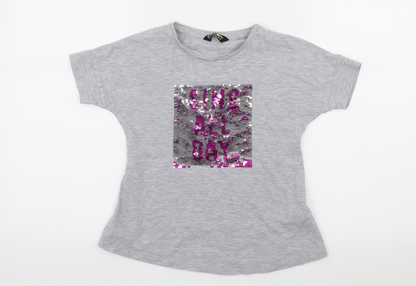 F&F Girls Grey  Jersey Basic T-Shirt Size 5-6 Years