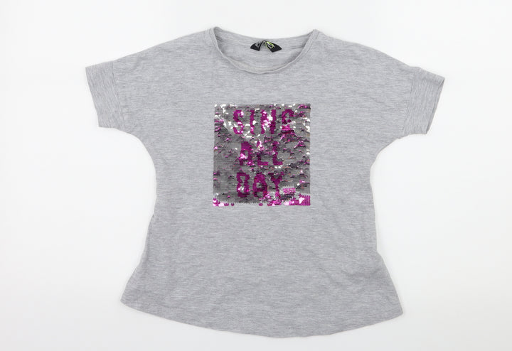 F&F Girls Grey  Jersey Basic T-Shirt Size 5-6 Years