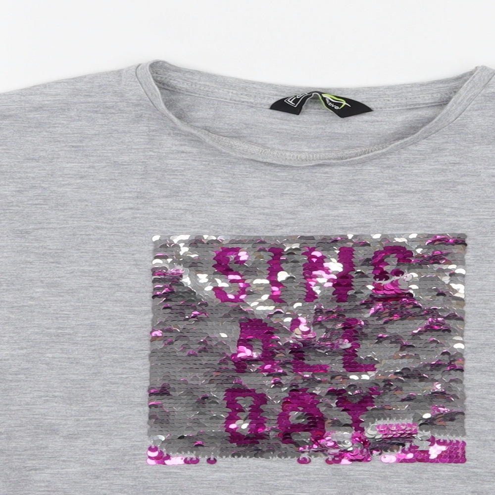 F&F Girls Grey  Jersey Basic T-Shirt Size 5-6 Years