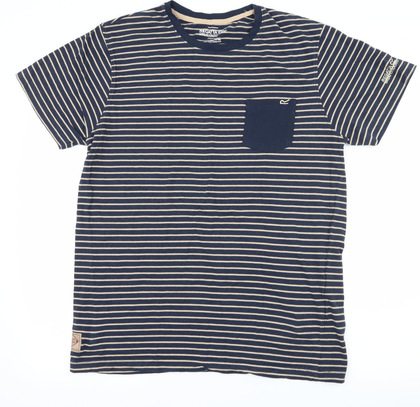 Regatta Mens Blue Striped Jersey  T-Shirt Size L