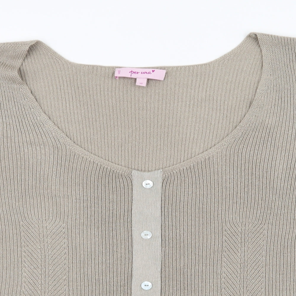 Per Una Womens Grey  Knit Basic T-Shirt Size 18