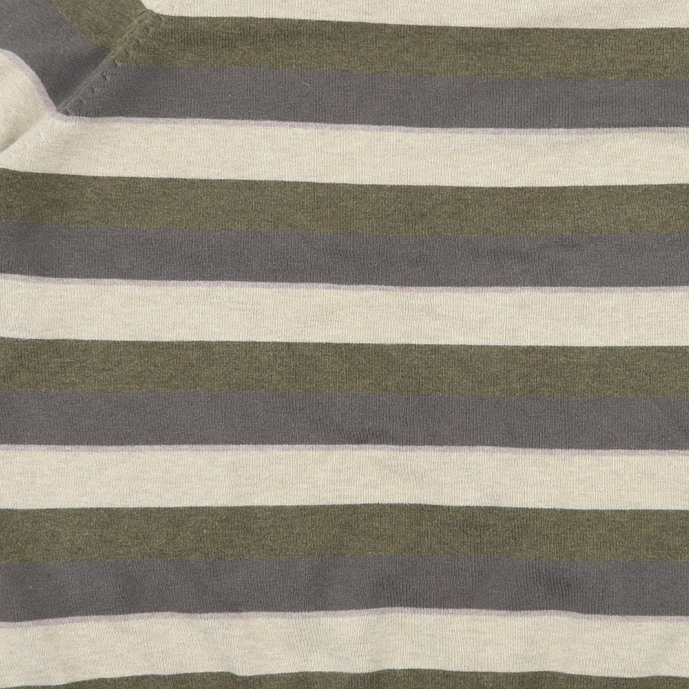 Officers Club Mens Green Striped Knit Pullover Jumper Size L