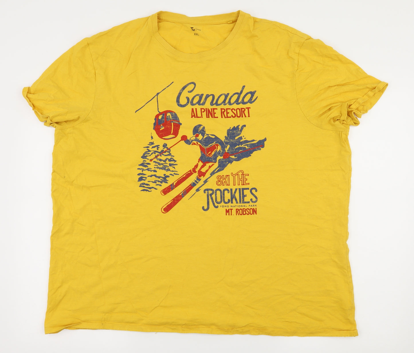 TU Mens Yellow  Jersey  T-Shirt Size 2XL