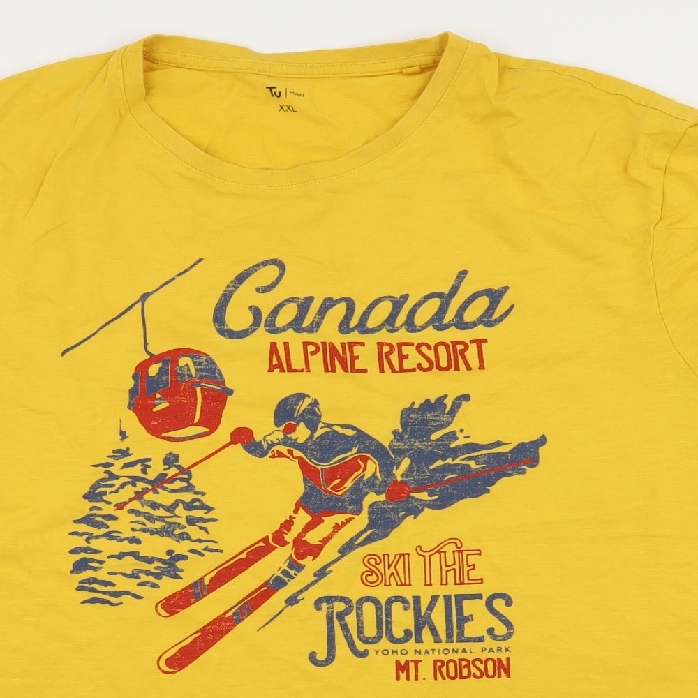 TU Mens Yellow  Jersey  T-Shirt Size 2XL