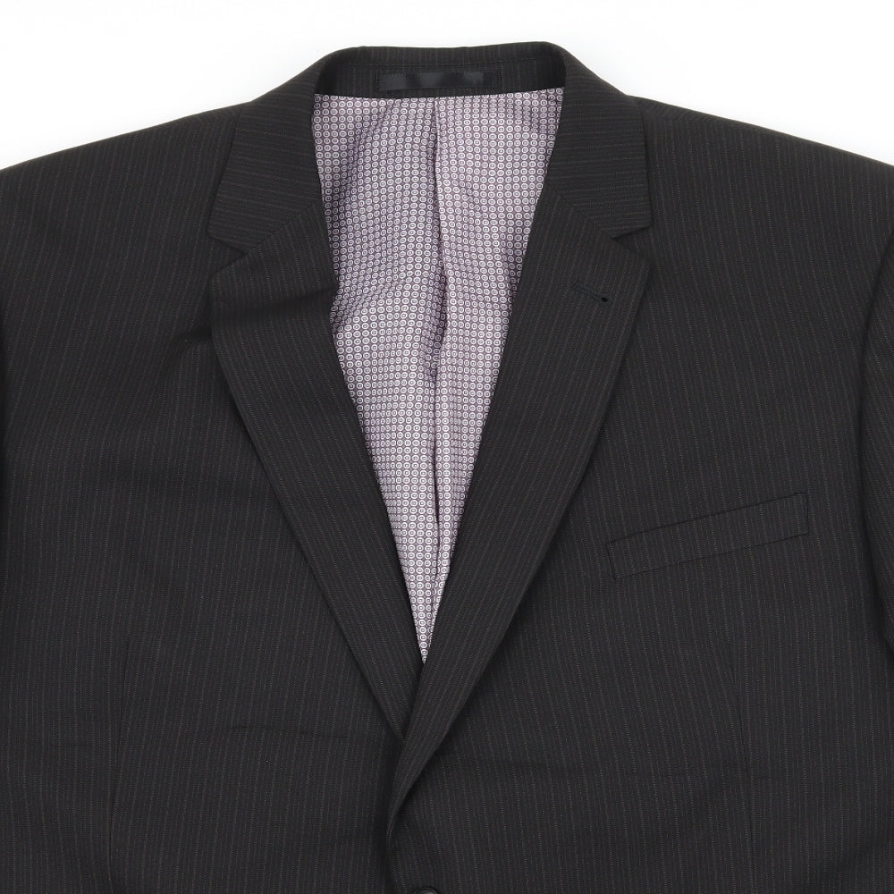 Taylor & Wright Mens Black Striped  Jacket Suit Jacket Size 2XL