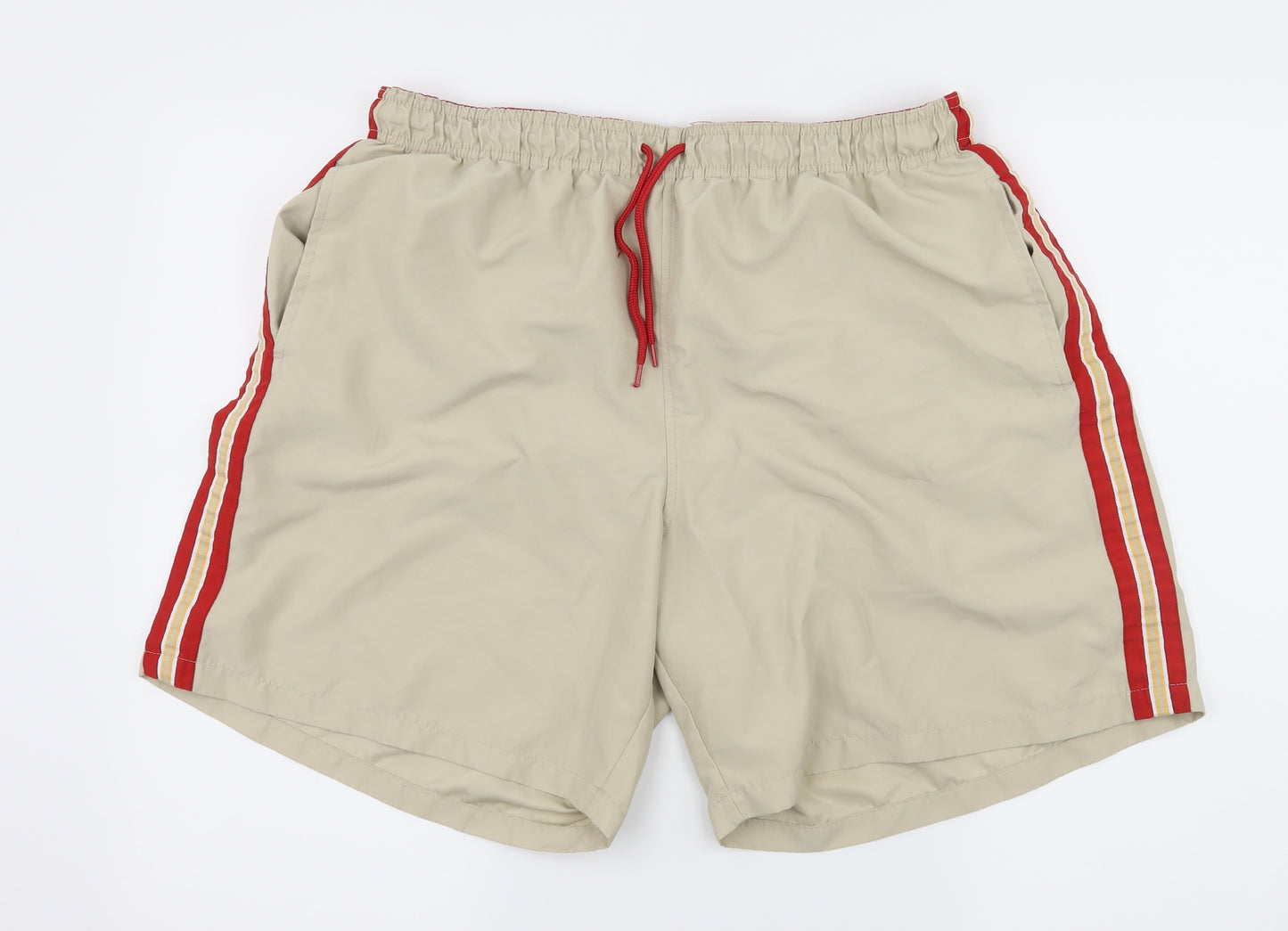 Easy Mens Beige Striped  Sweat Shorts Size XL