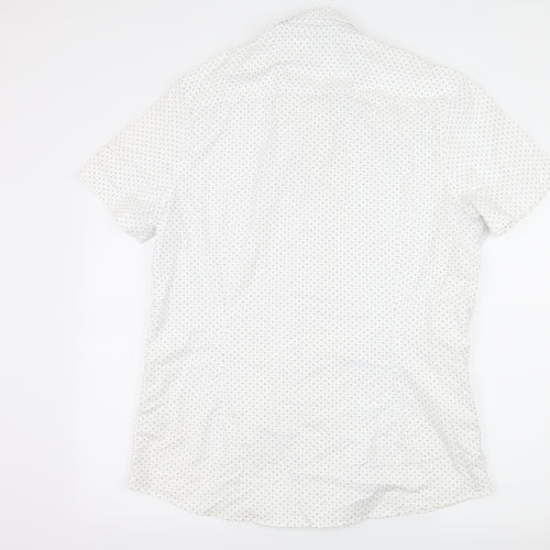 NEXT Mens White Polka Dot   Button-Up Size L