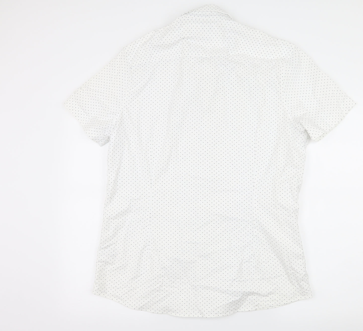 NEXT Mens White Polka Dot   Button-Up Size L