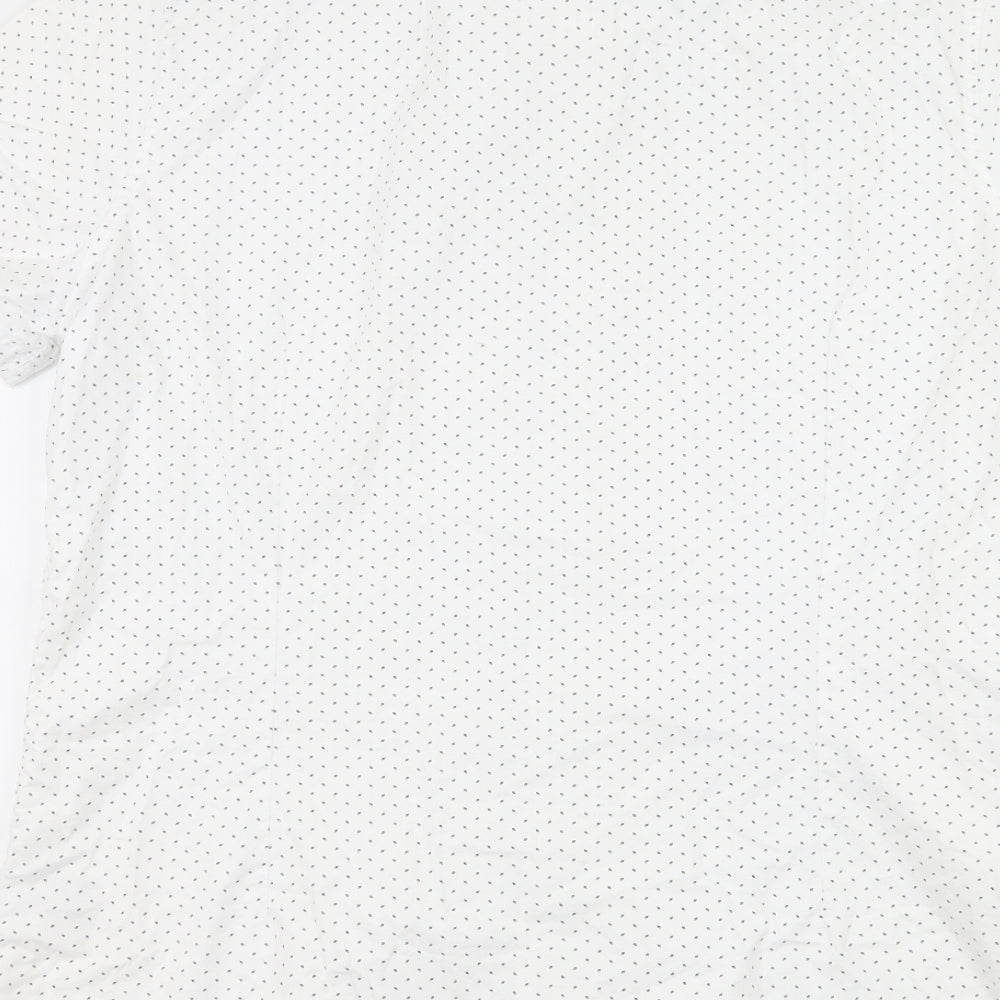NEXT Mens White Polka Dot   Button-Up Size L