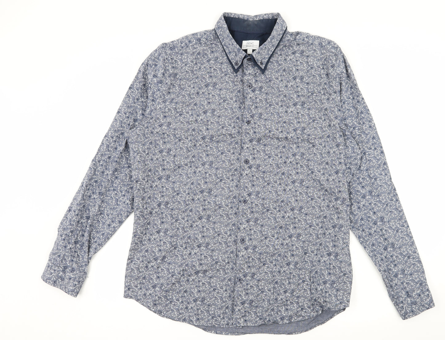 NEXT Mens Blue Floral   Button-Up Size L