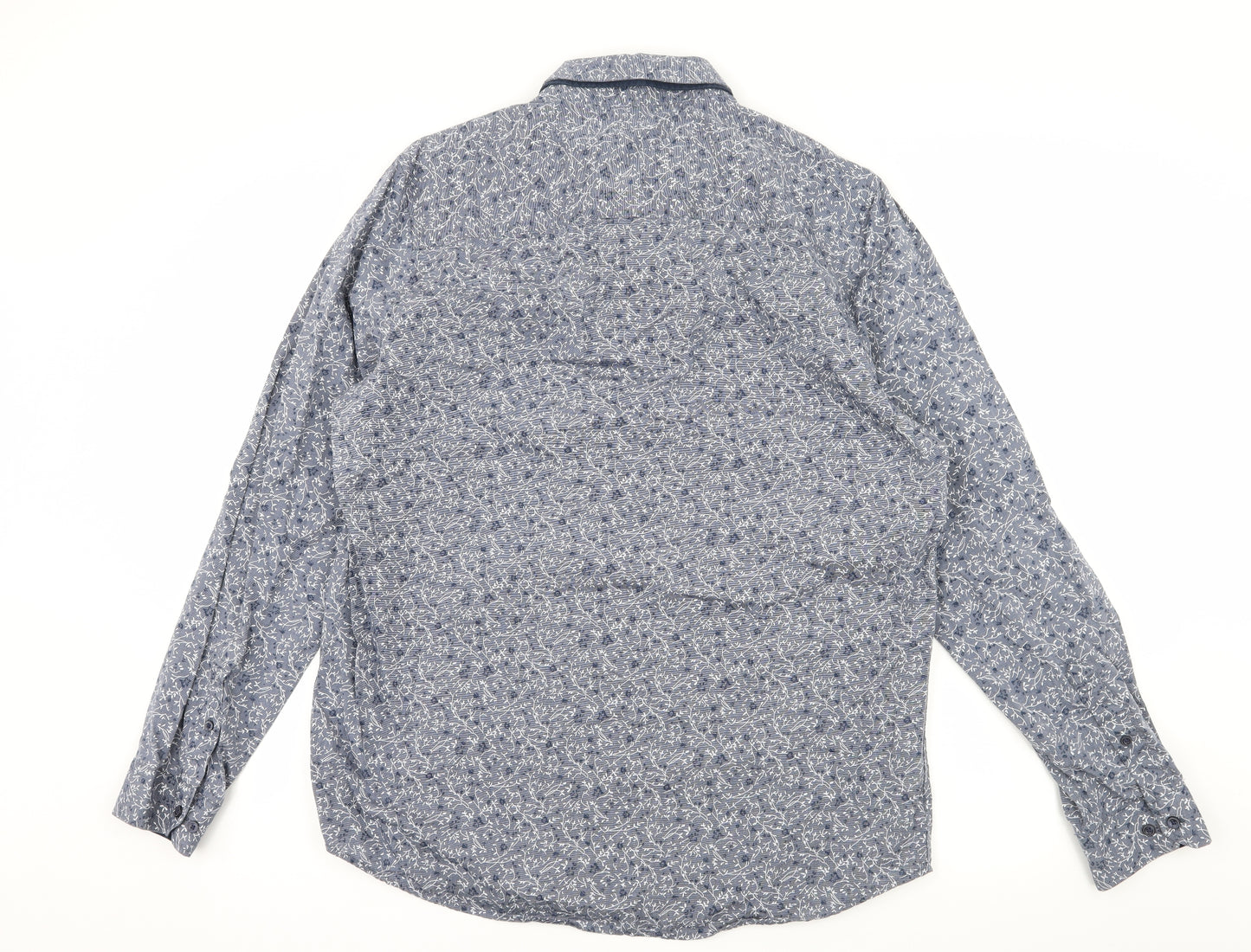 NEXT Mens Blue Floral   Button-Up Size L