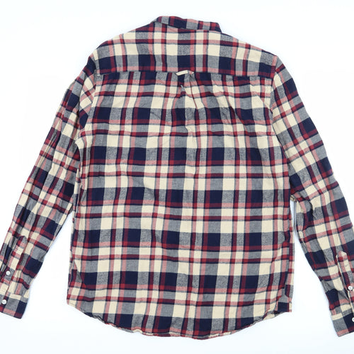 NEXT Mens Beige Plaid   Button-Up Size M