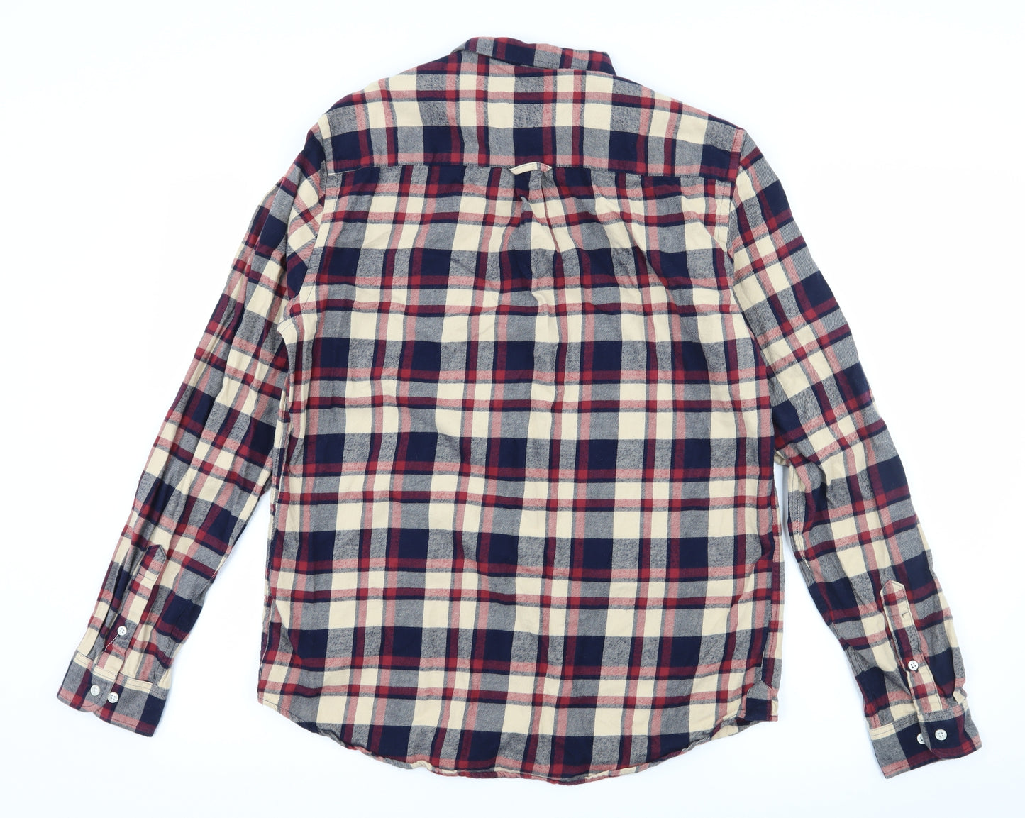 NEXT Mens Beige Plaid   Button-Up Size M