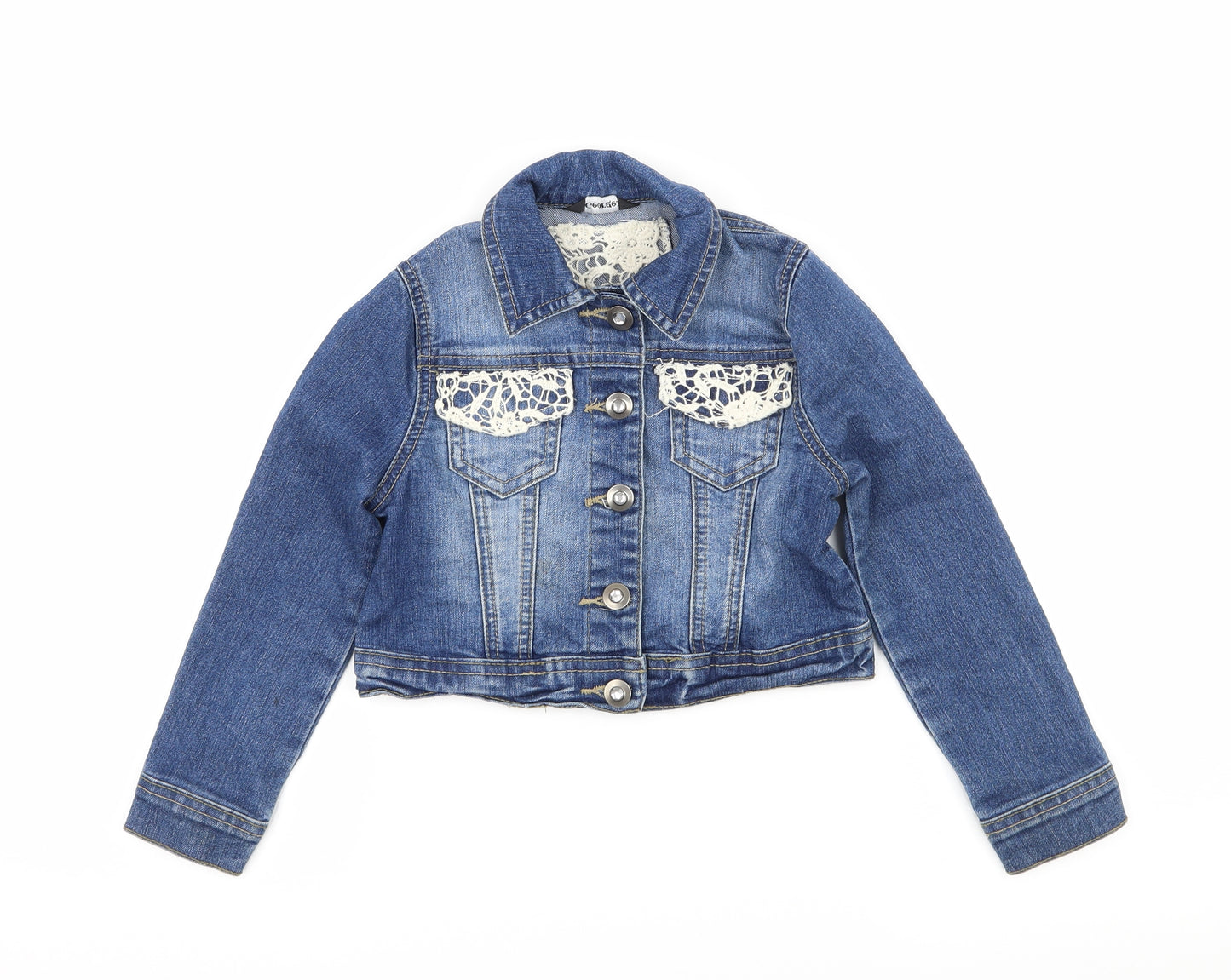George Girls Blue  Denim Jacket  Size 4-5 Years  - Crochet detail