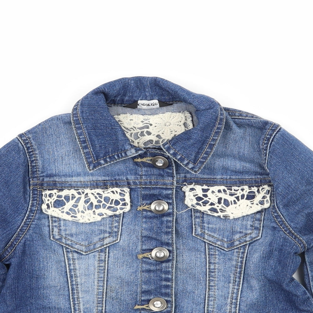 George Girls Blue  Denim Jacket  Size 4-5 Years  - Crochet detail