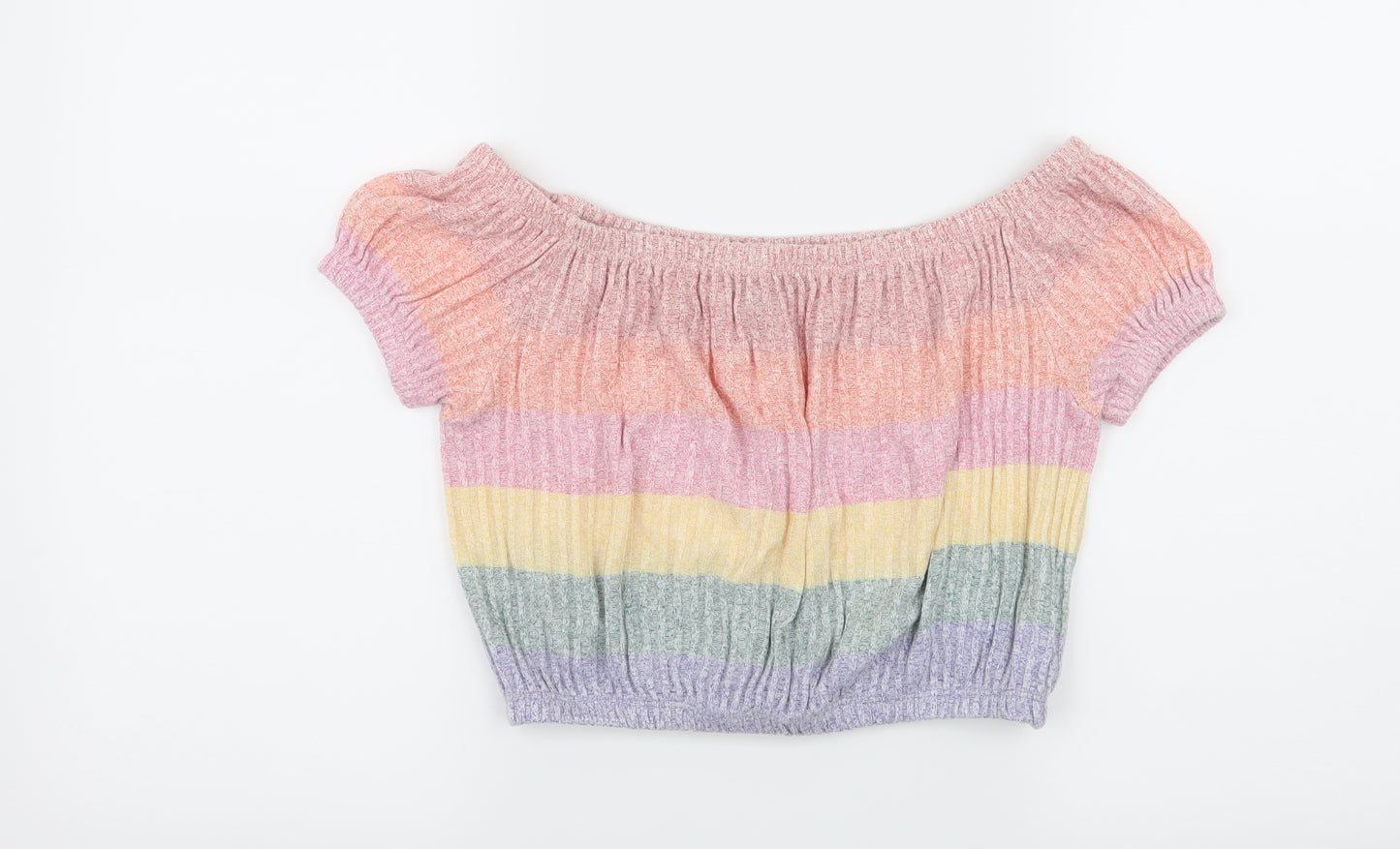 New Look Womens Multicoloured Striped Jersey Basic Blouse Size M