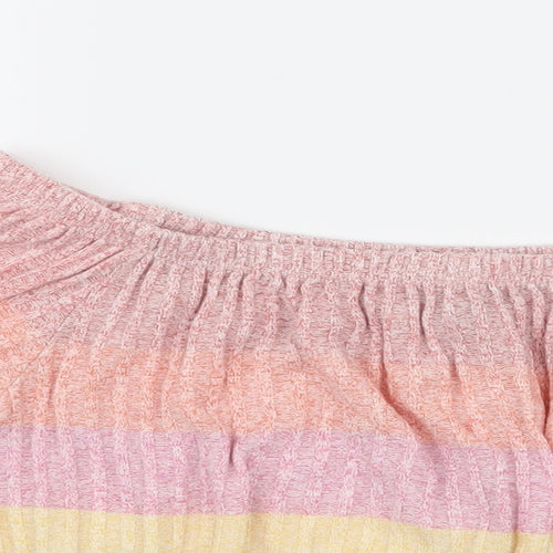 New Look Womens Multicoloured Striped Jersey Basic Blouse Size M