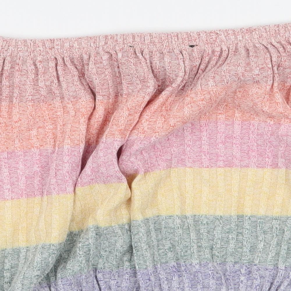 New Look Womens Multicoloured Striped Jersey Basic Blouse Size M