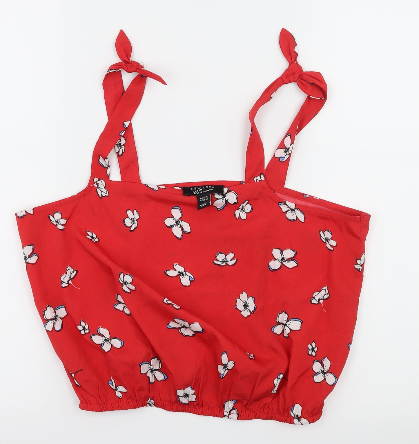 New Look Girls Red Floral Rayon Basic Tank Size 15 Years