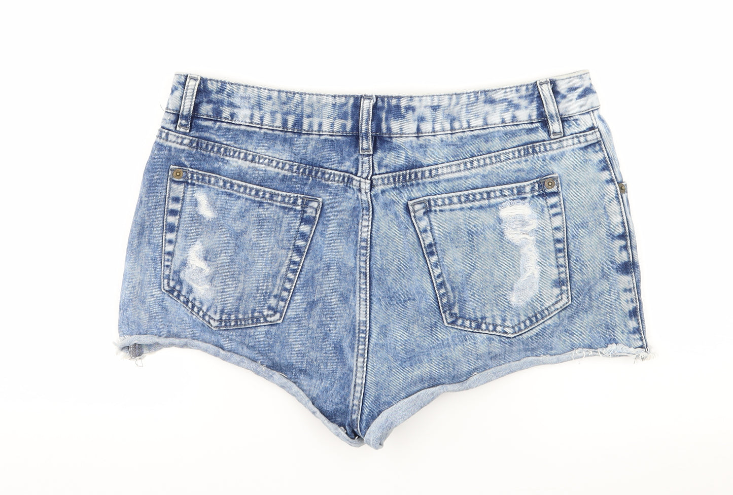 Miss Selfridge Womens Grey  Denim Hot Pants Shorts Size 14 - Distressed