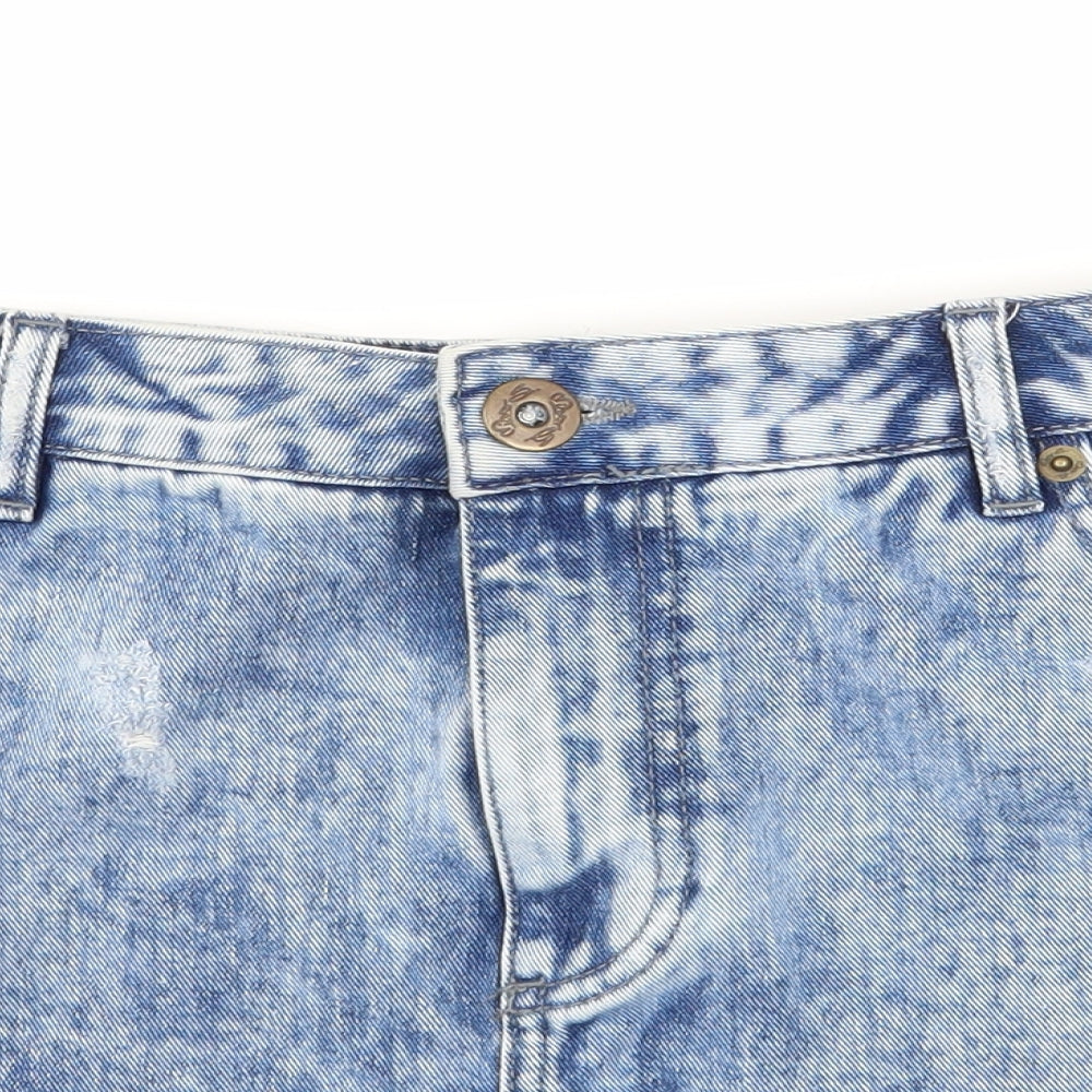 Miss Selfridge Womens Grey  Denim Hot Pants Shorts Size 14 - Distressed