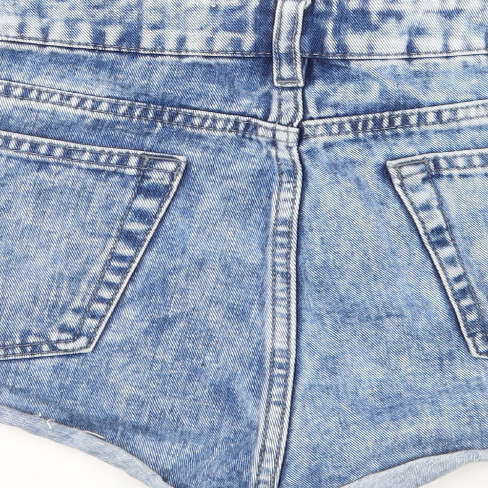Miss Selfridge Womens Grey  Denim Hot Pants Shorts Size 14 - Distressed