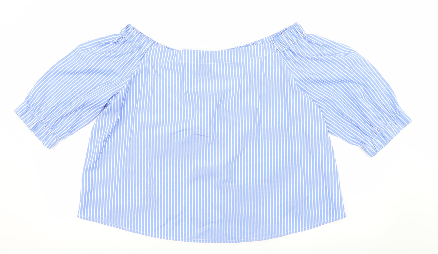 New Look Womens Blue Striped  Basic Blouse Size 14