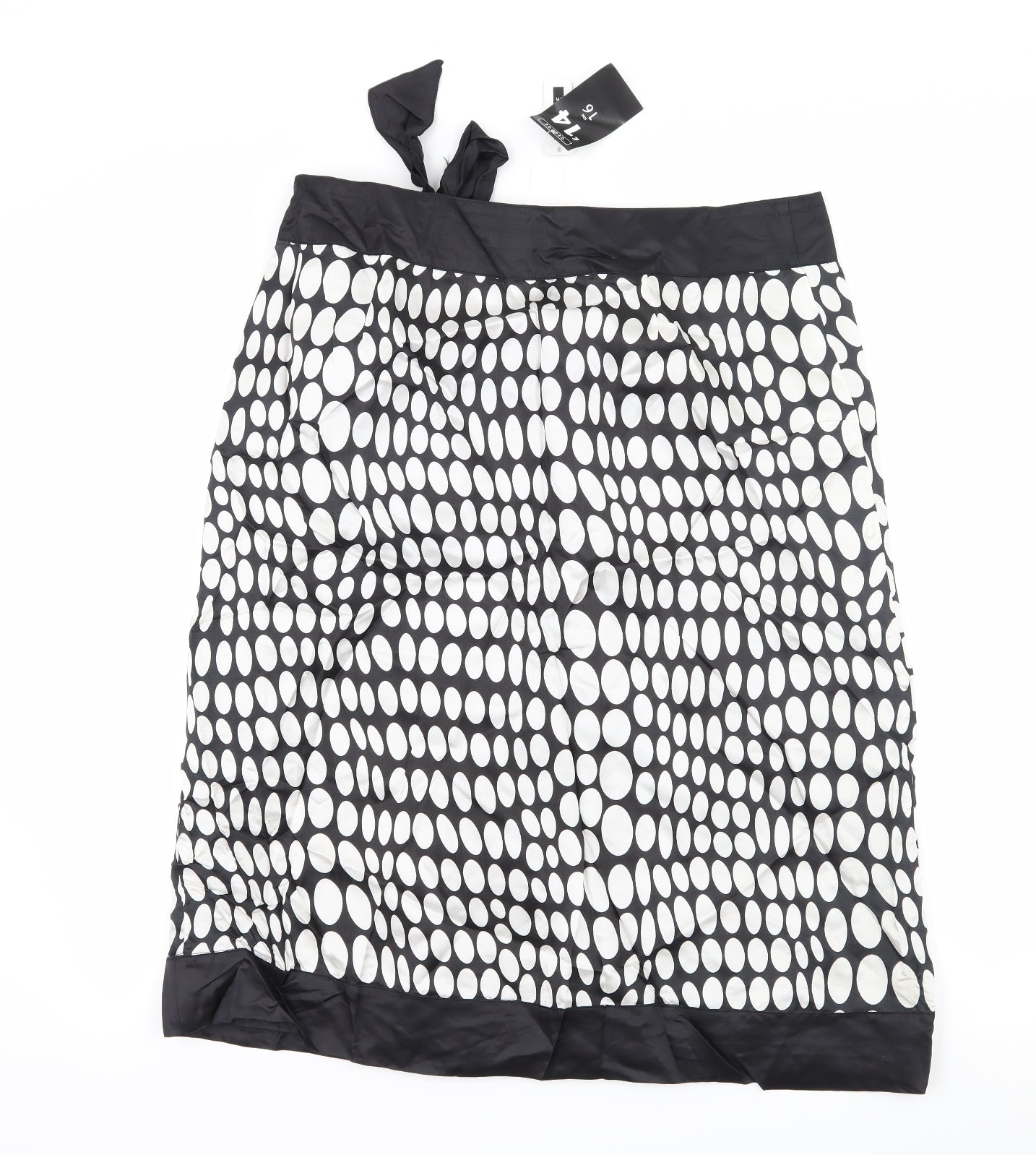 George Womens Black Polka Dot Satin Straight & Pencil Skirt Size 16