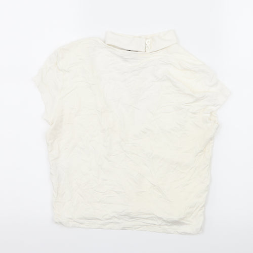 New Look Womens White  Jersey Basic T-Shirt Size 12  - Cut Out Neckline
