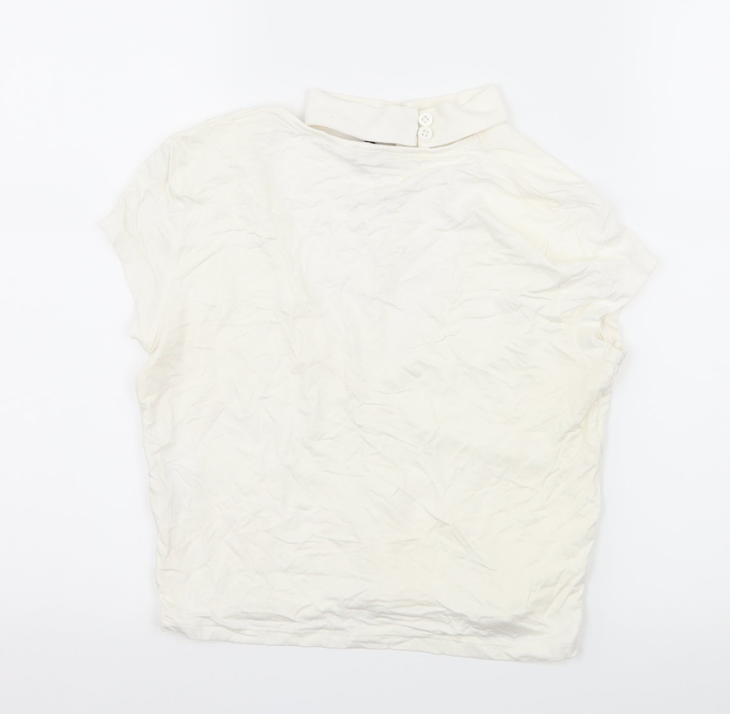New Look Womens White  Jersey Basic T-Shirt Size 12  - Cut Out Neckline