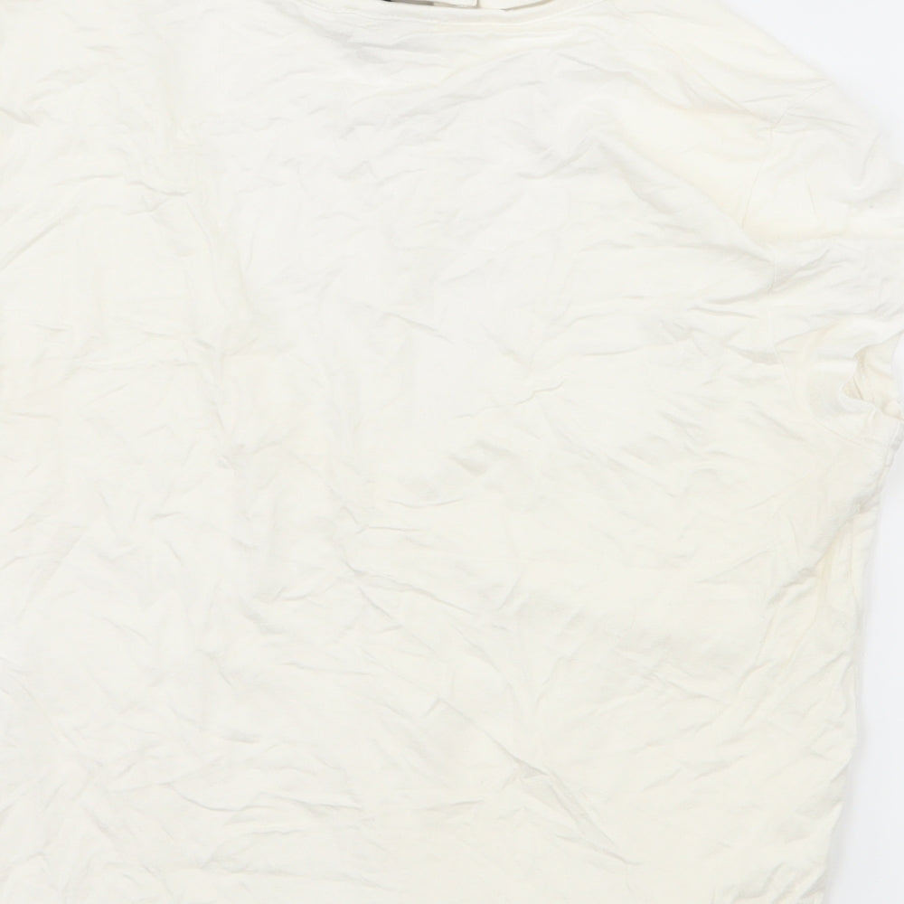 New Look Womens White  Jersey Basic T-Shirt Size 12  - Cut Out Neckline
