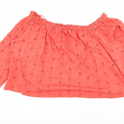 New Look Womens Orange Floral Jersey Basic Blouse Size 18
