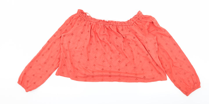 New Look Womens Orange Floral Jersey Basic Blouse Size 18